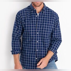 Lands' End Navy window pane Plaid Men's Shirt